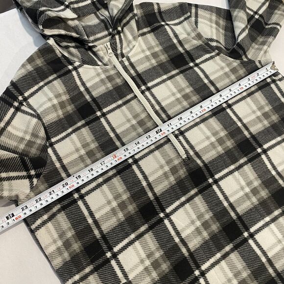 ~ O'Neill XL Fleece Jacket Black Gray Plaid Hoodie Pockets Half Zip Unisex - Picture 7 of 12
